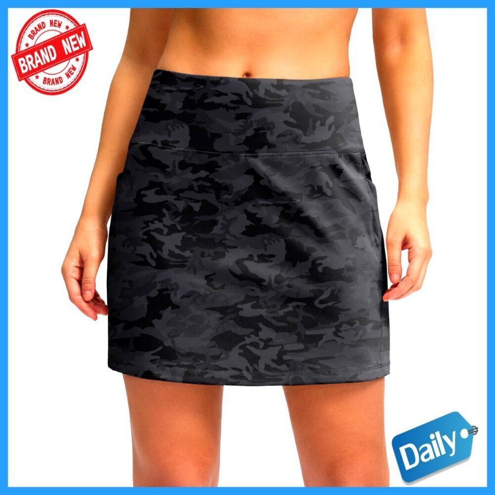 High Waisted Athletic Skort with 4 Pockets, Stretchy Fabric for Golf Tennis